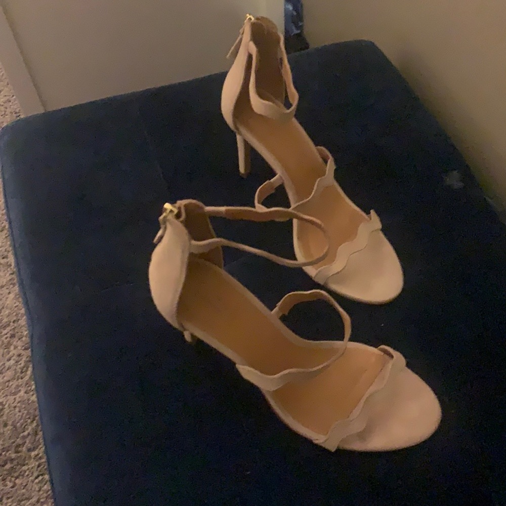 Beige zipper heels, JCrew brand, size 7, gently worn